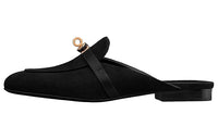 HERMES Oz Wrap-toe Slippers Women's Black