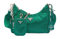 PRADA Re Edition 2005 Satin Bag With Crystals Mango