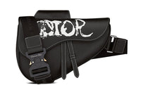 DIOR PETER DOIG Collaboration Grained Calfskin Saddle Bag Sling Bag Men's Black