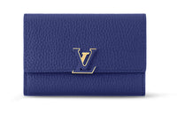 LOUIS VUITTON Capucines Taurillon Leather Wallet Regular Women's Enamel Blue