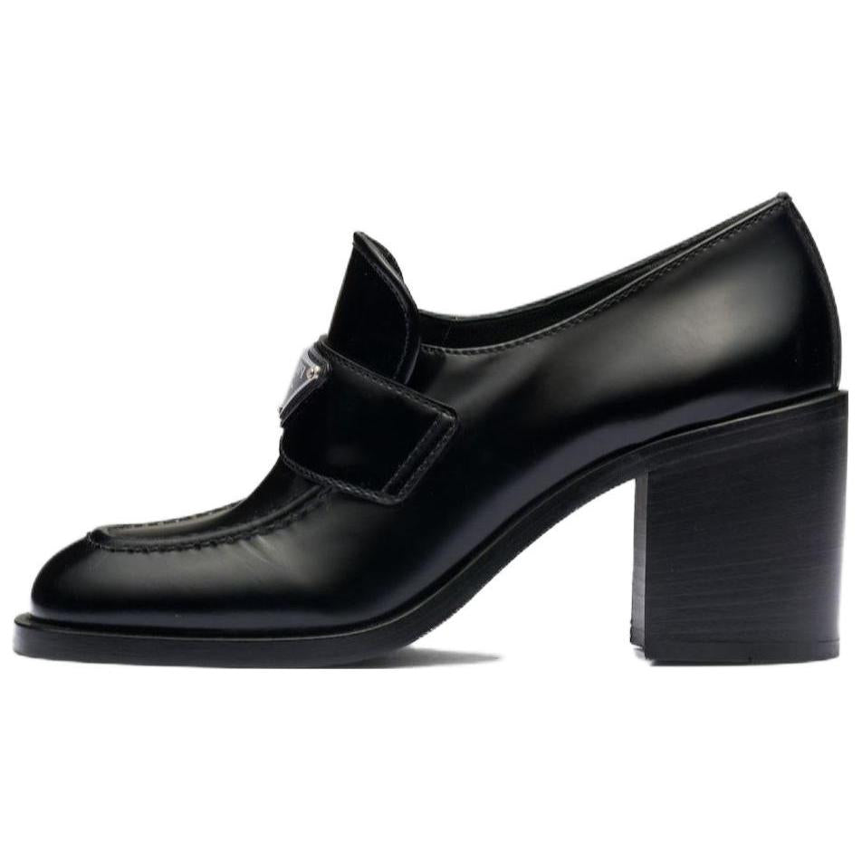 PRADA Brushed Leather High heel Loafers 'Black' Women's