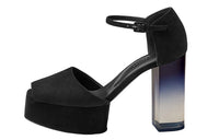 HERMES Fever 70 Chunky Heel Strap Sandals Women's Black