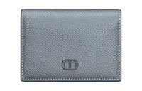 DIOR Grained Calfskin Business Card Holder Zero Wallet Card Holder Men's Gray