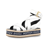 LOUIS VUITTON Boundary Flatform Strap Sandals Women's White