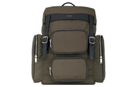 SAINT LAURENT City Canvas Cow Leather Patchwork Canvas Bag Backpack Men's Khaki