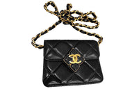 CHANEL Lambskin Shoulder Bag Crossbody Bag Women's Black
