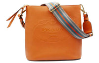 PRADA Leather Crossbody Bag Shoulder Bag Women's Orange