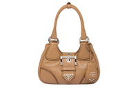 PRADA Leather Shoulder Bag Moon Bag Crossbody Bag Handbag Regular Women's Caramel