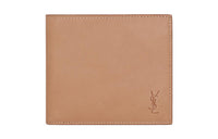 SAINT LAURENT CASSANDRE Smooth Leather Wallet Women's Brown Gold