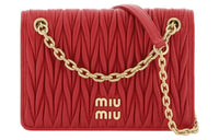 MIU MIU Matelassé Soft Sheep Leather Crossbody Bag Shoulder Bag Women's Red
