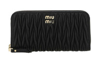 MIU MIU Matelassé Nappa Leather Wallet Women's Black
