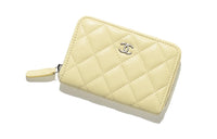 CHANEL Sheepskin Coin Purse Women's Yellow