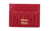 MIU MIU Matelassé Nappa Leather Card Clip Card Holder Women's Red
