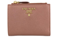 PRADA Saffiano Leather Wallet Small Size Women's Dark Brown