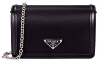 PRADA Cow Leather Crossbody Bag, Shoulder Bag Women's Black