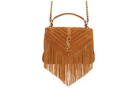 SAINT LAURENT Suede Material Chain Bag Portable Crossbody Bag Shoulder Bag Medium Size Women's Cinnamon Brown
