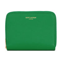 SAINT LAURENT Smooth Leather Wallet Women's Emerald Green