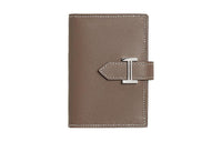 HERMES Madame Calfskin Card Holder Women's 18 Etoupe Elephant Gray