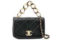 CHANEL Sheepskin Handbag Shoulder Bag Crossbody Bag Mini Women's Black