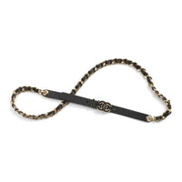 CHANEL [24B New Arrival]Leather Chain Double C Logo Design Calfskin Waist Chains Women's Black