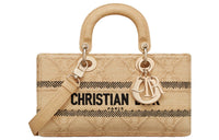 DIOR Lady D-JOY Raffia Grass Daisie Bag Shoulder Bag Crossbody Bag Handbag Medium Size Women's Natural