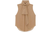 SAINT LAURENT High Neck Curved Hem Sleeveless Shirt