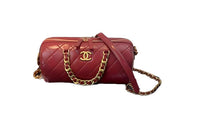 CHANEL Calfskin With Gold Metal Bowling Bag Shoulder Bag Women's Red