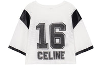 CELINE SS23 Cropped CELINE 16 T-shirt In Jersey Mesh White
