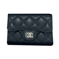 CHANEL Grained Cow Leather Card Holder Women's Black