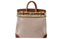 HERMES Hac Canvas With Leather Birkin Bag Handbags Regular Women's Beige/Gold Brown