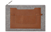 HERMES Toodoo Wool Felt With Epsom Calfskin Clutch Men's Grey/Gold