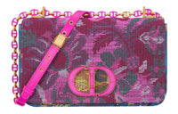 DIOR Caro Cross-Stitch Embroidery Shoulder Bag Crossbody Bag Medium Size Women's Pink