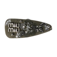 MIU MIU Lambskin Hair Clips Unisex Olive Green
