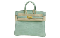 HERMES Birkin Matte Crocodile Leather Birkin Bag One Shoulder Handbag Regular Women's Mint Green