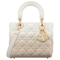 DIOR Wicker Pattern Sheepskin Shoulder Bag Crossbody Bag Handbag Small Size Women's Milk White