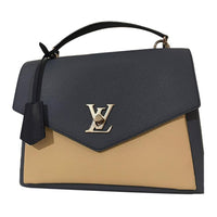 LOUIS VUITTON MYLOCKME Cow Leather Envelope Bag Handbag Women's Dark Blue/Beige