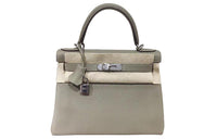 HERMES Kelly Taurillon Clemence Leather Kelly Bag Shoulder Bag Regular Women's Sage Green