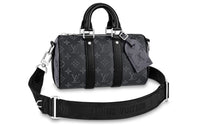 LOUIS VUITTON Keepall Coated Canvas With Leather Trim Handbag Shoulder Bag Crossbody Bag Regular Men's Black/Gray