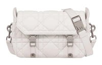 DIOR DiorCamp Wicker Pattern Cow Leather Messenger Bag Shoulder Bag Crossbody Bag Small Size Women's Milk White