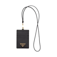 PRADA Leather Card Holder Women's Black