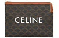 CELINE Triomphe Sheepskin Clutch Small Size Women's Tawny