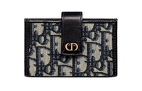 DIOR 30 Montaigne Leather Card Holder Unisex Blue