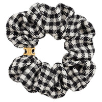 CELINE Scrunchy Vichy In Wool And Brass With Gold Finish