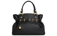 CELINE Soft Cow Leather Handbag Medium Size Women's Black