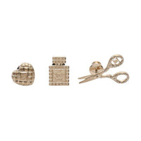 CHANEL Gold Plated Brooches Women's Gold