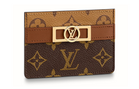 LOUIS VUITTON Dauphine Leather With Canvas Card Holder Card Holder Regular Women's Brown/Caramel