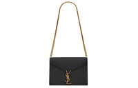 SAINT LAURENT Grained Embossed Cow Leather Crossbody Bag Shoulder Bag Women's Black