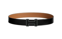 HERMES H Tonight Double-Sided Smooth Buckle Leather Belts Men's Brown/Black Width: 3.8CM