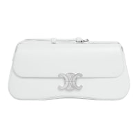 CELINE Shiny Cow Leather Handbag, Shoulder Bag Women's Ultimate White