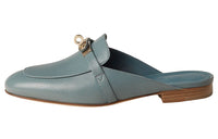 HERMES Oz Mule Wrap-toe Slippers Women's Pine Forest Blue